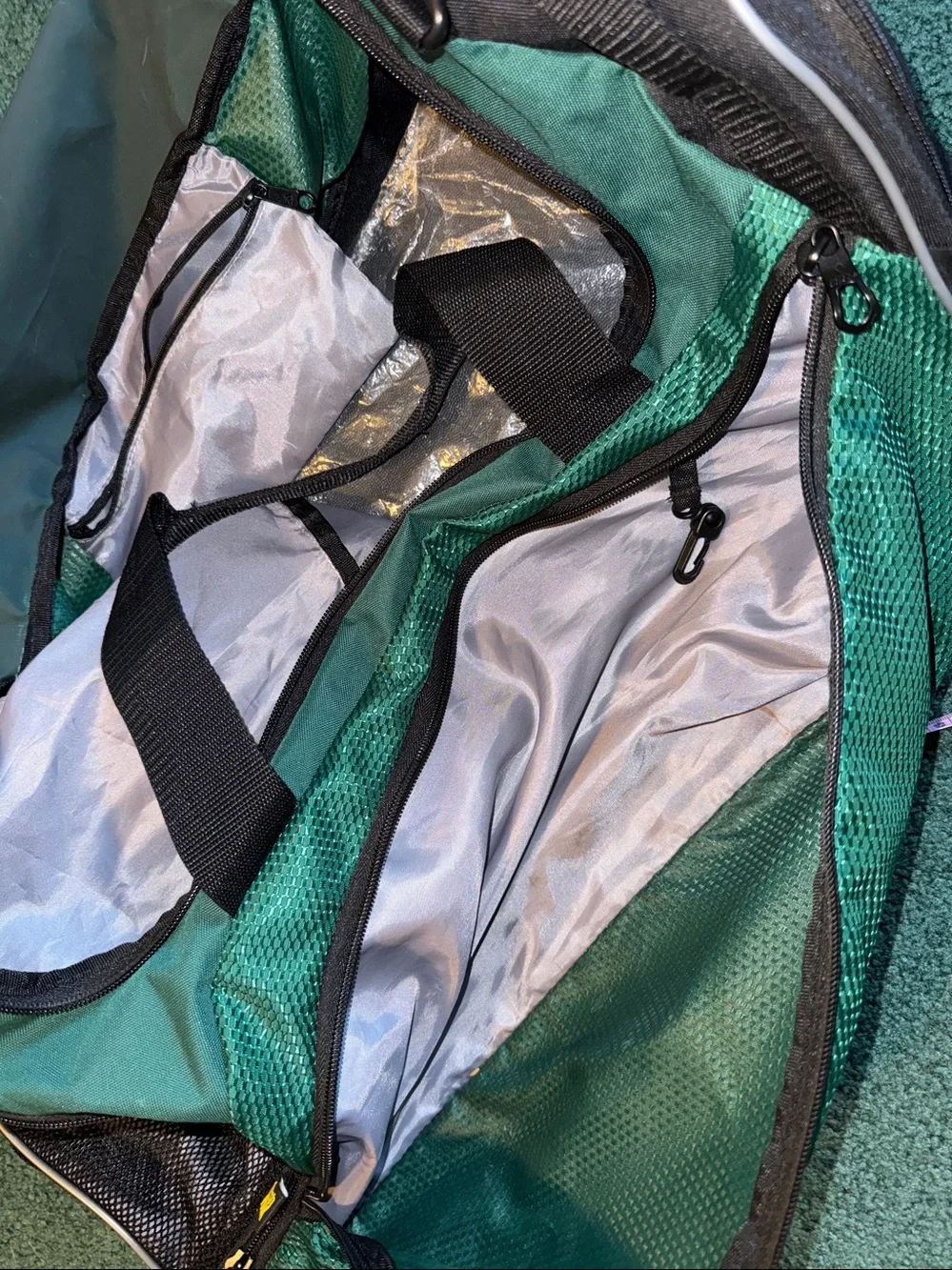 adidas Defender III green duffle bag 24x13x12 Emerald Green, multi-compartments